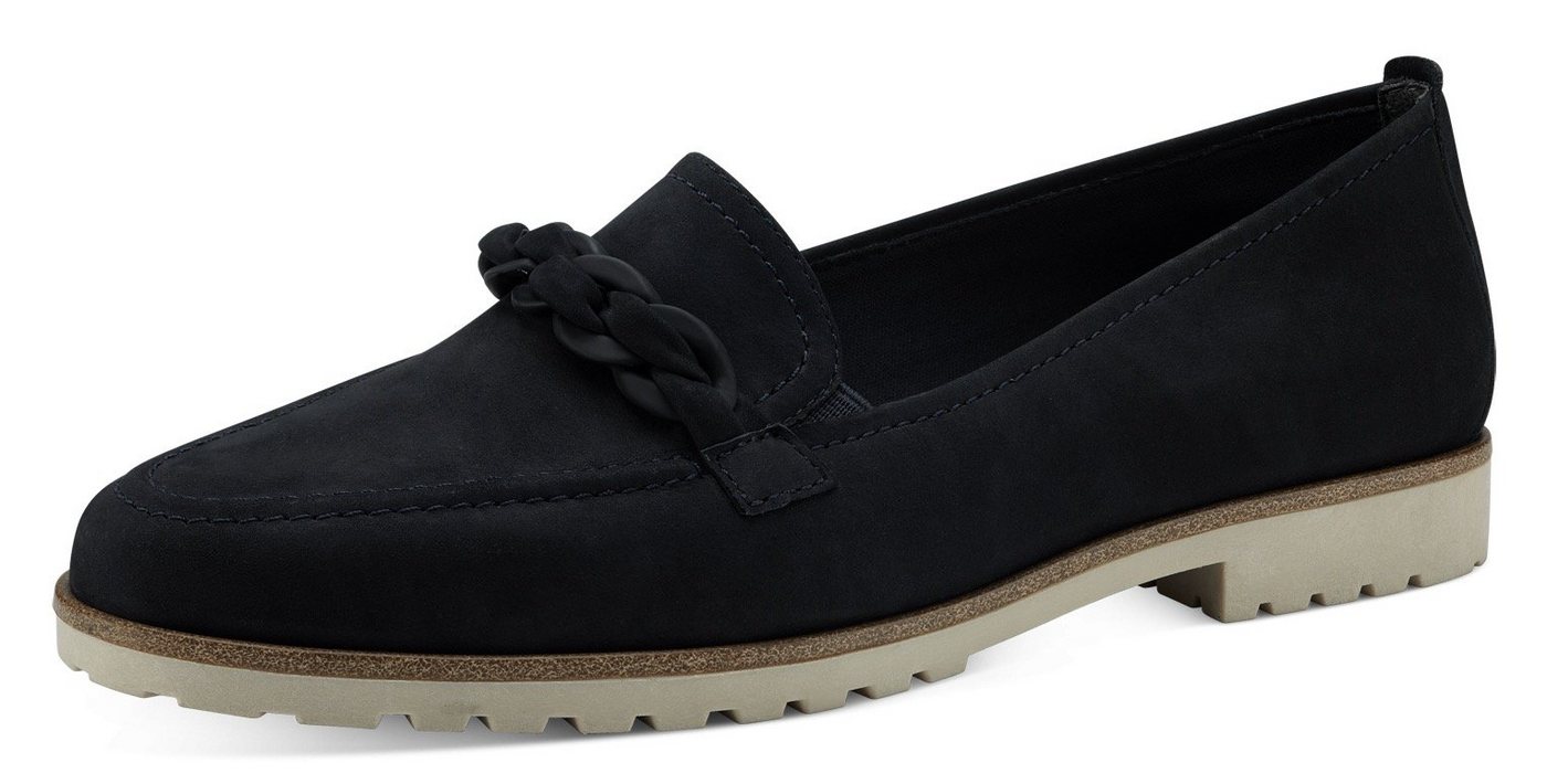 tamaris Loafer Chunky Slipper, Plateau Slipper mit seitlichen Stretcheinsätzen (blau)
