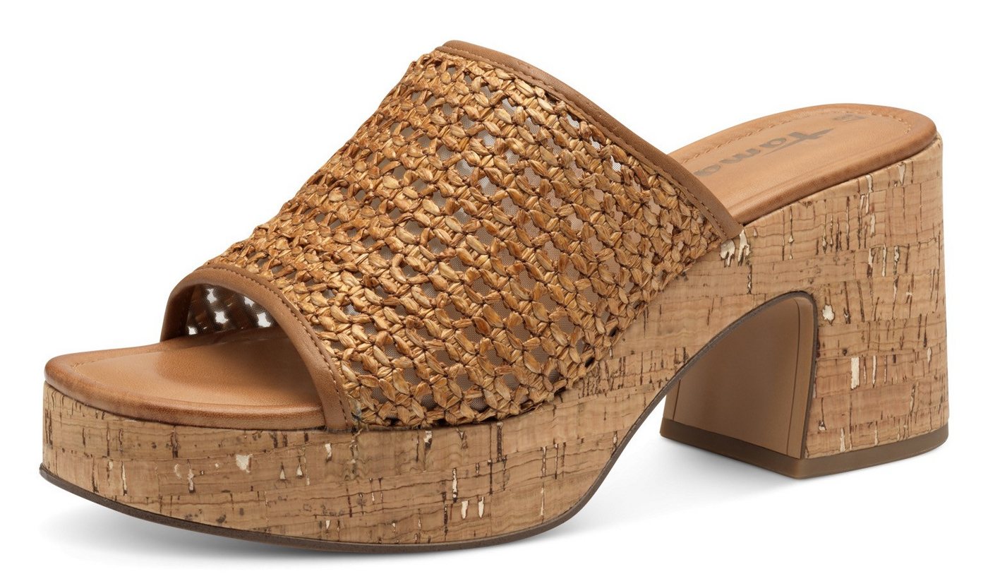 tamaris Pantolette, Blockabsatz, Plateau, Sommerschuh in Flechtoptik