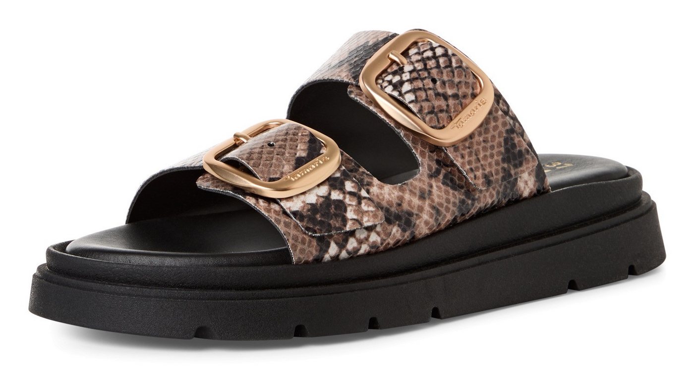 tamaris Pantolette, Keilabsatz, Sommerschuh, Schlupfschuh, verstellbare Schnallen