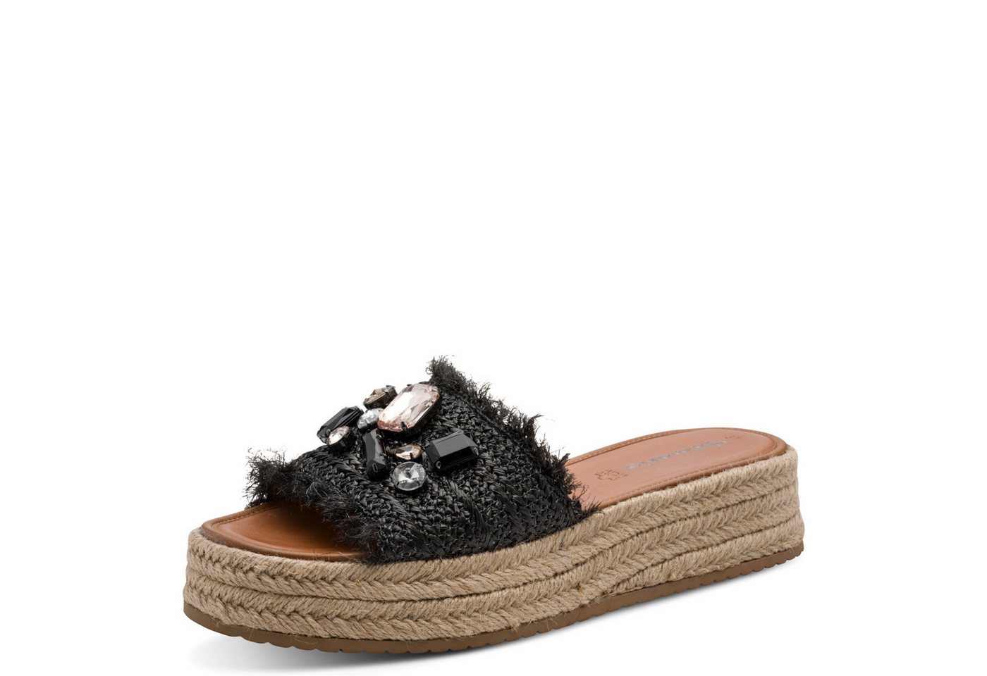 tamaris Pantolette Plateau, Schlüpfschuh, Sommerschuh mit funkelnden Schmucksteine