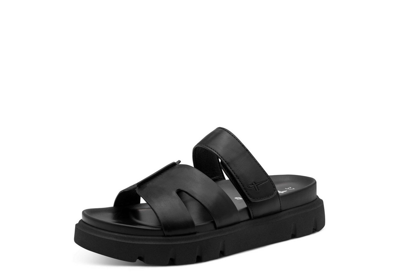 tamaris Pantolette Schlupfschuh, Sommerschuh mit modischer Plateausohle (schwarz)