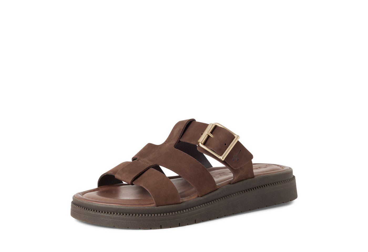 tamaris Pantolette Schlupfschuh, Sommerschuh mit regulierbarem Schnallenverschluss (braun)