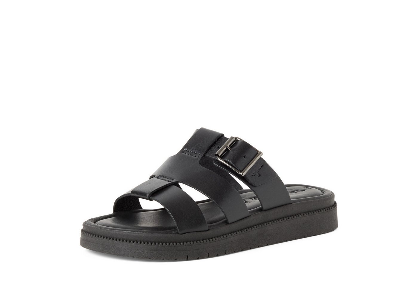 tamaris Pantolette Schlupfschuh, Sommerschuh mit regulierbarem Schnallenverschluss (schwarz)