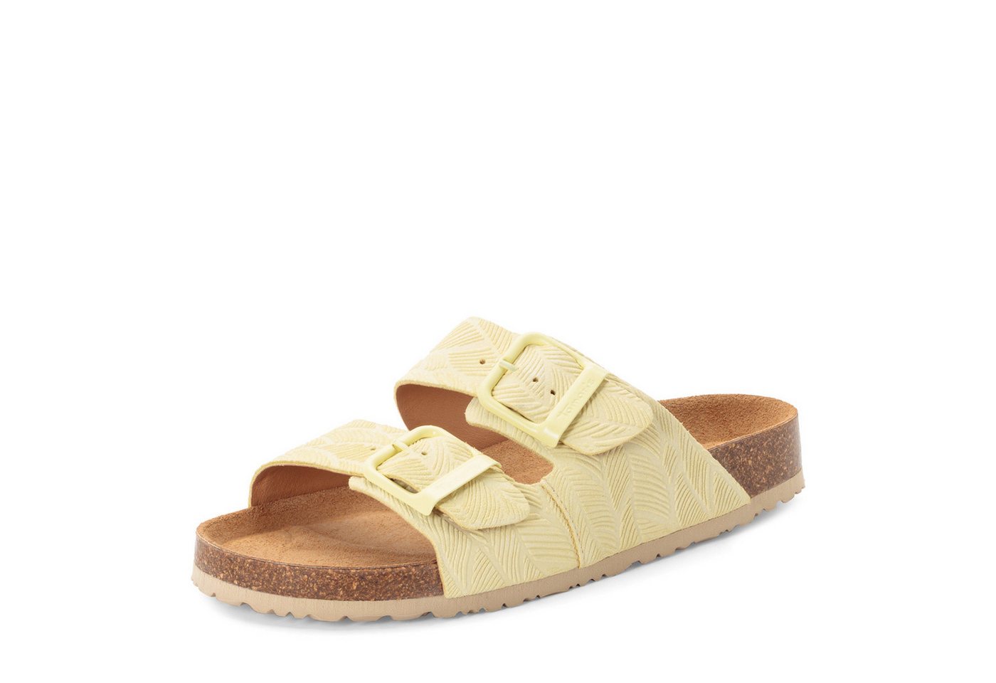 tamaris Pantolette Sommerschuh, Hausschuh, Schlupfschuh mit floraler Prägung (gelb)