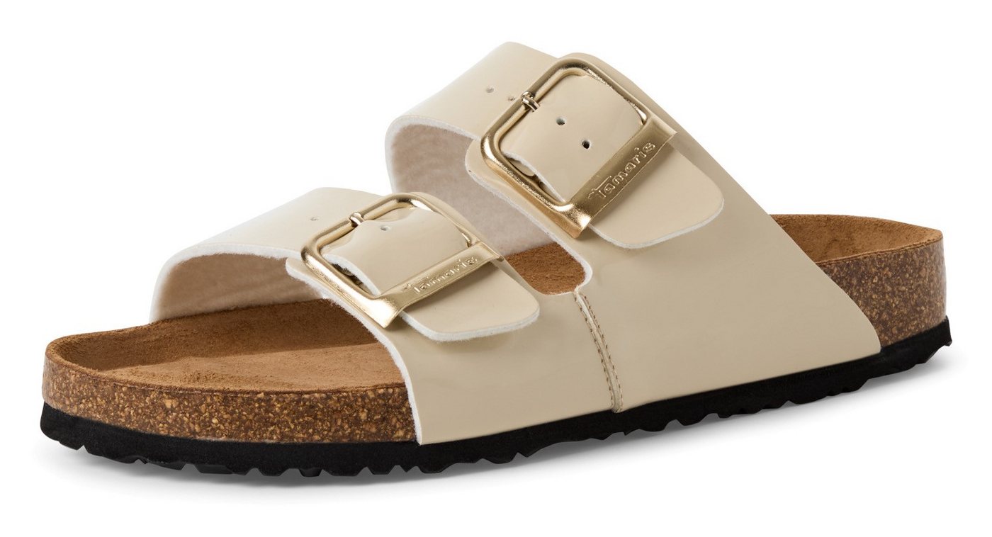 tamaris Pantolette Sommerschuh, Schlappen mit gepolstertem Fußbett (beige)