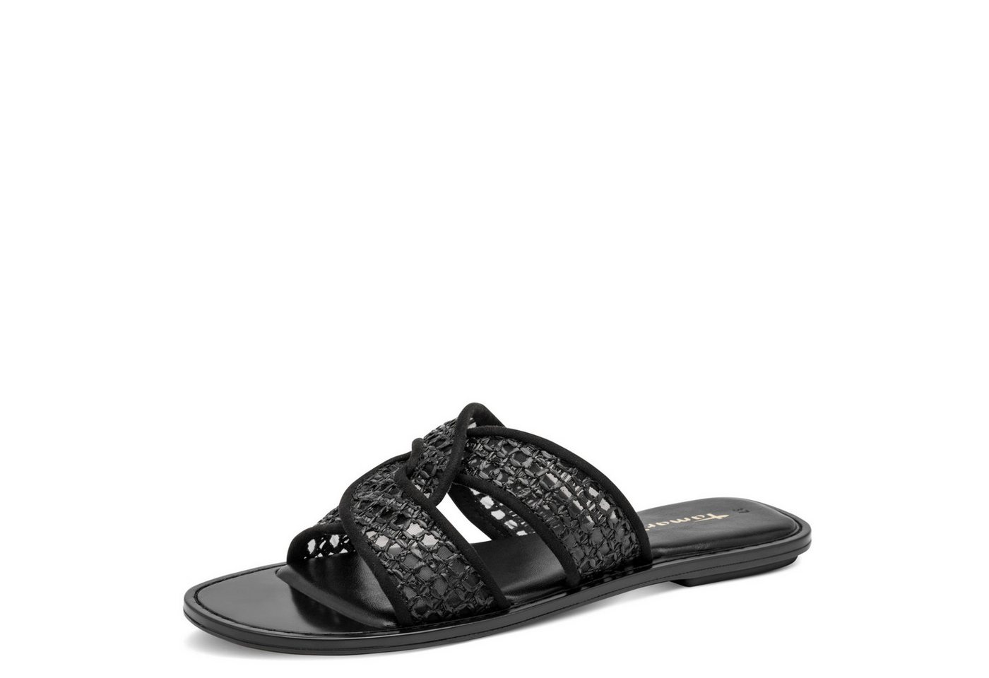 tamaris Pantolette Sommerschuh, Schlüpfschuh, Flat mit Baststickerei