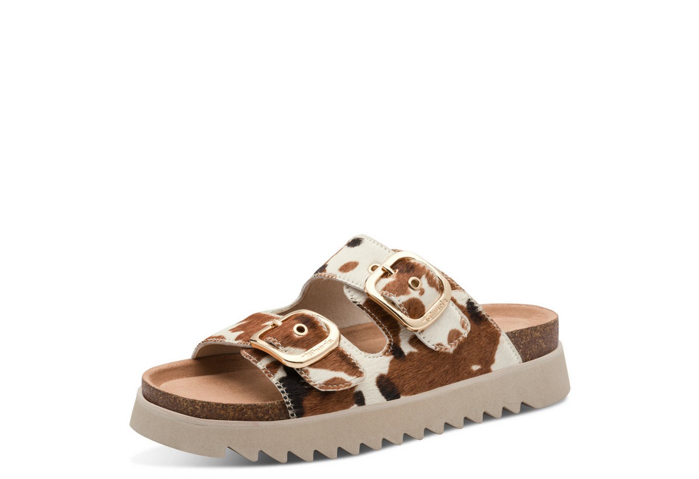 tamaris Pantolette Sommerschuh, Schlupfschuh mit angesagtem Kuhmuster