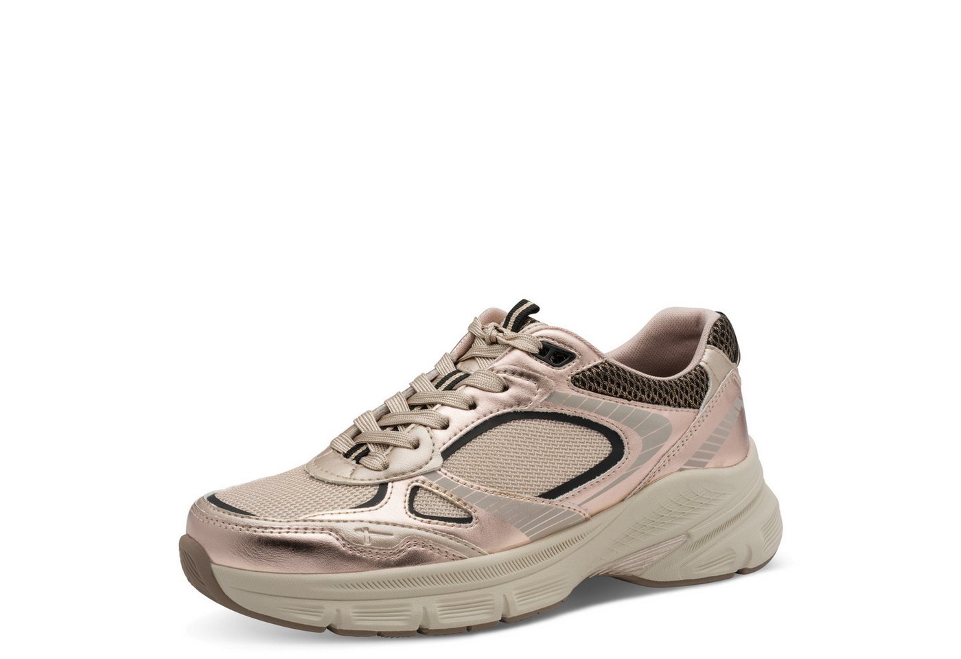 tamaris Plateausneaker, Freizeitschuh, Halbschuh, Schnürer, Details in Metallicoptik (gold/rosa)