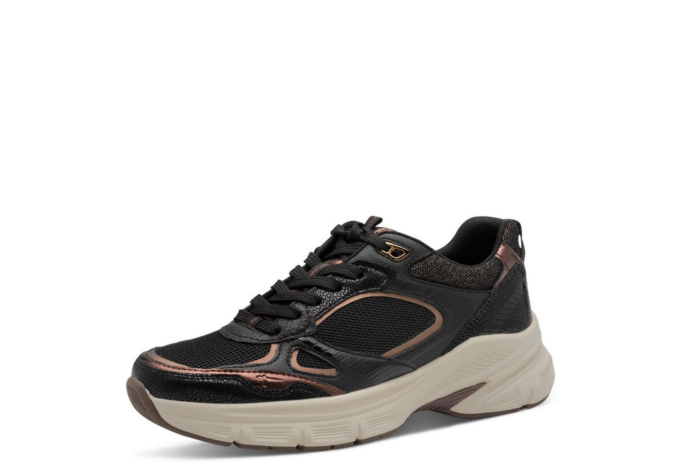 tamaris Plateausneaker, Freizeitschuh, Halbschuh, Schnürer, Details in Metallicoptik