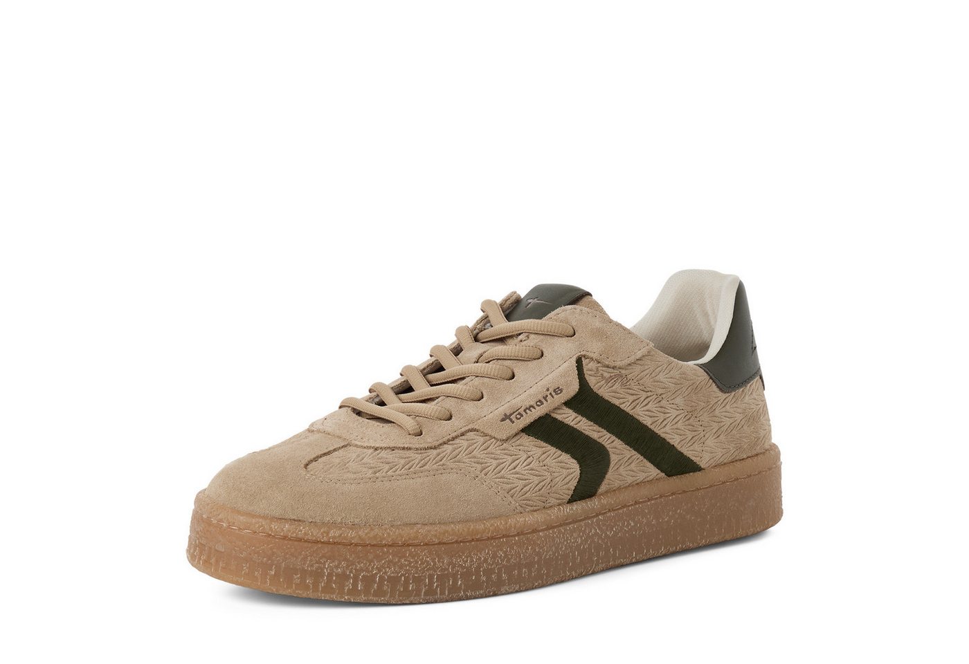 tamaris Plateausneaker Freizeitschuh, Halbschuh, Schnürschuh im Retro-Look (beige)
