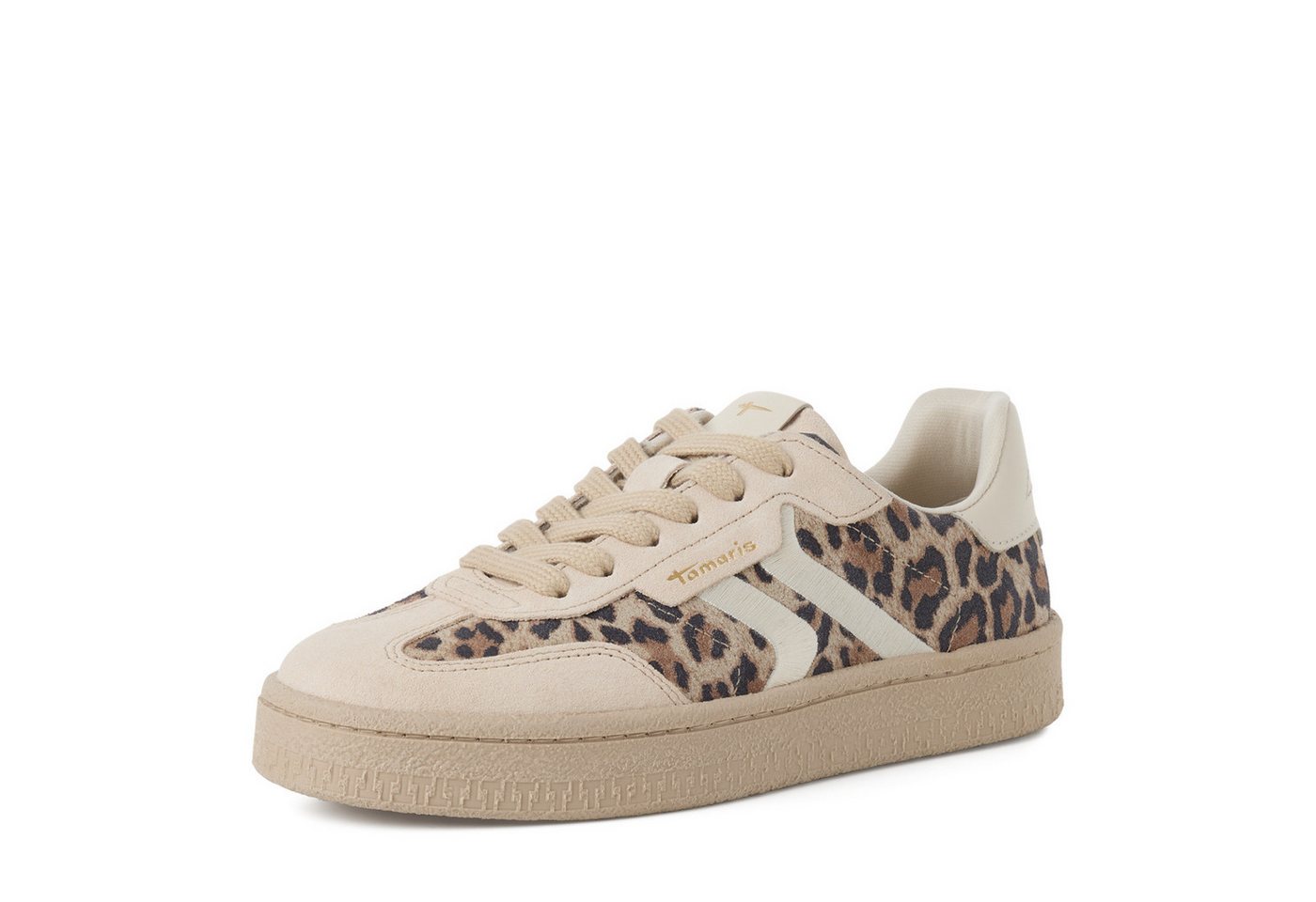 tamaris Plateausneaker Freizeitschuh, Halbschuh, Schnürschuh im Retro-Look (leo kombi)