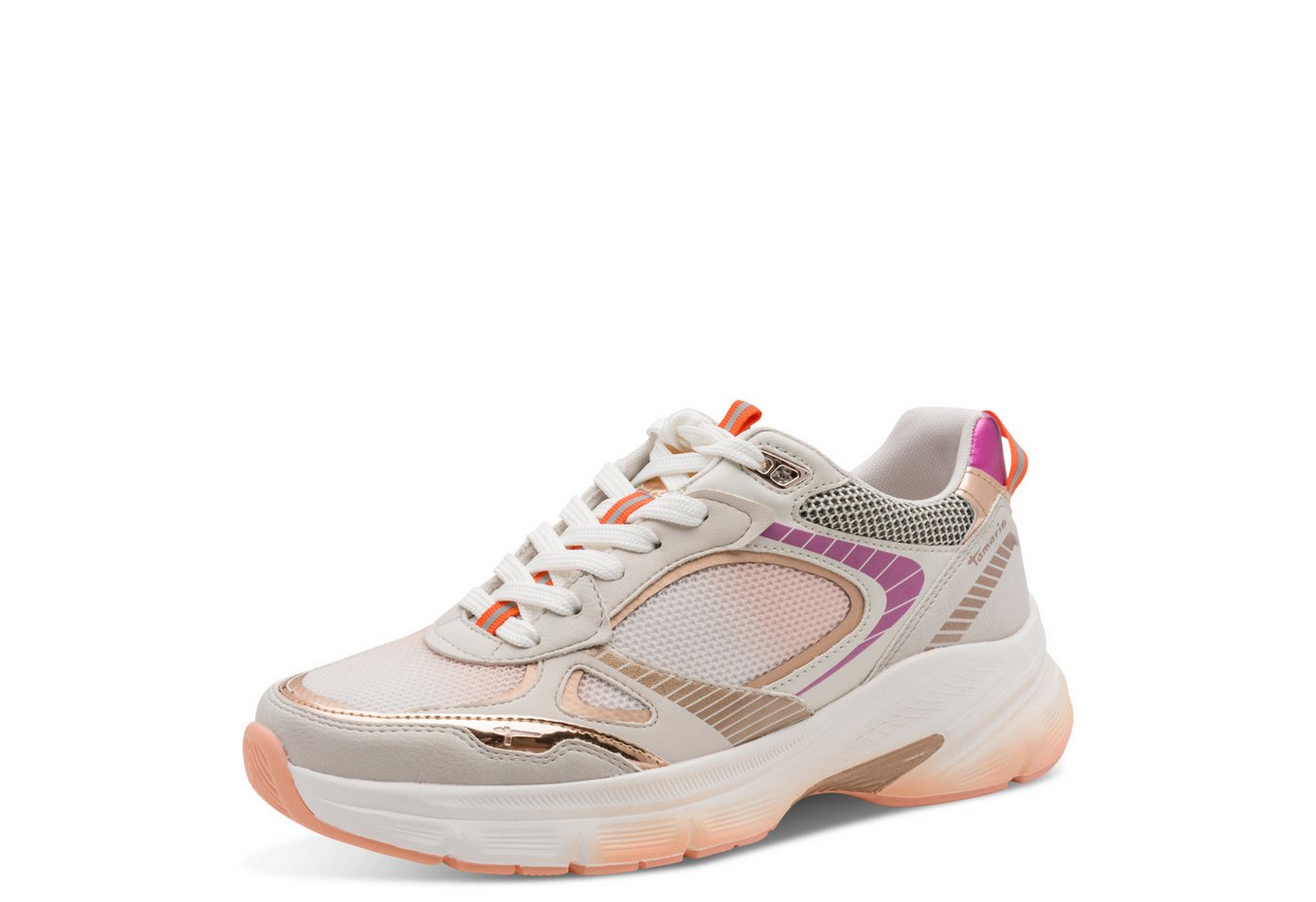 tamaris Plateausneaker, Freizeitschuh, Halbschuh, Schnürschuh in farbenfrohen Design (orange)