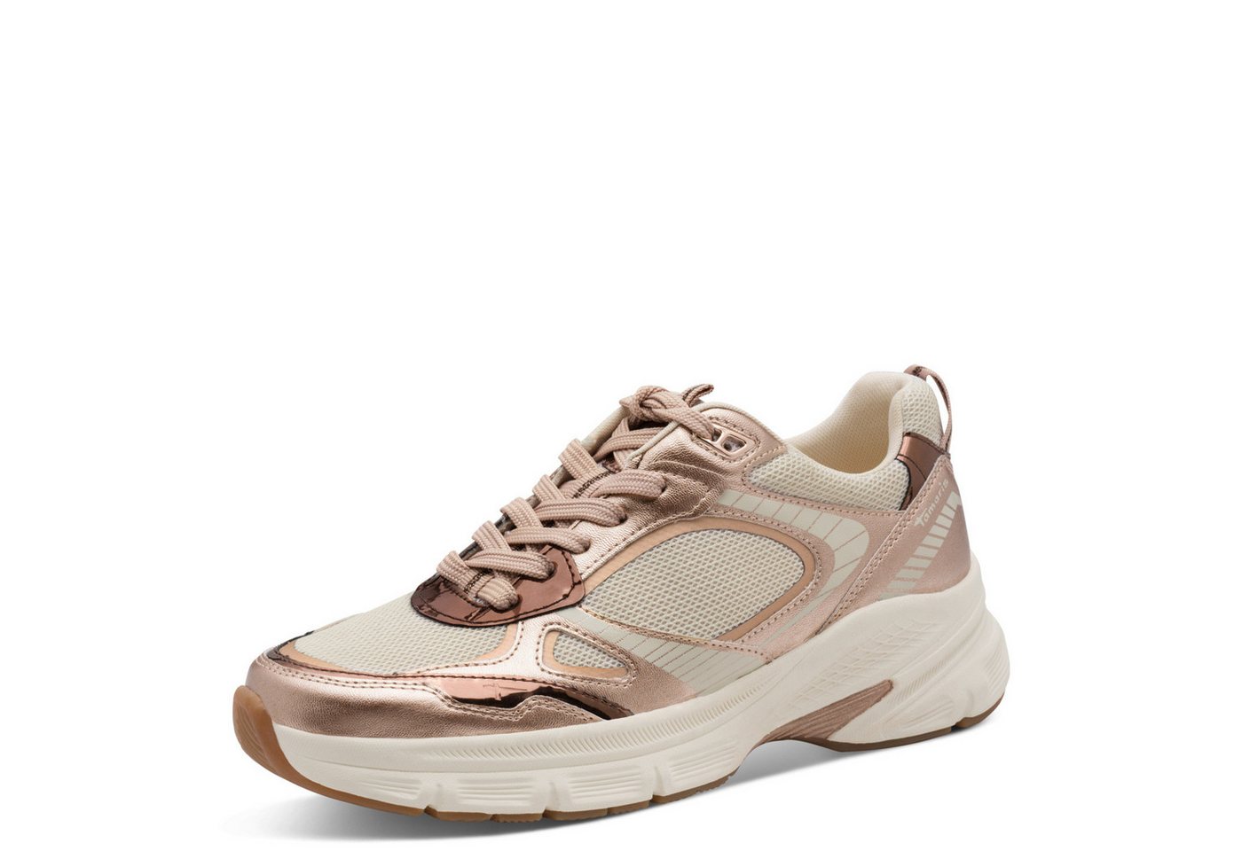 tamaris Plateausneaker, Freizeitschuh, Halbschuh, Schnürschuh mit Besätzen in Metallic-Optik