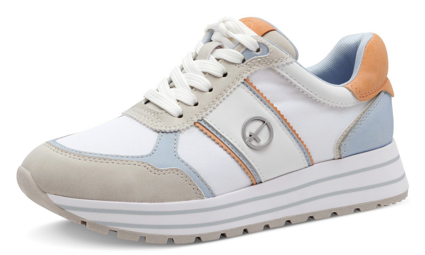 tamaris Plateausneaker, Freizeitschuh, Halbschuh, Schnürschuh mit farbigen Besätzen