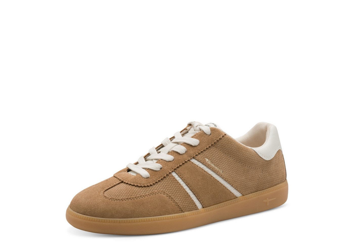 tamaris Plateausneaker, Freizeitschuh, Halbschuh, Schnürschuh mit gepolstertem Schaftrand (beige/weiß)
