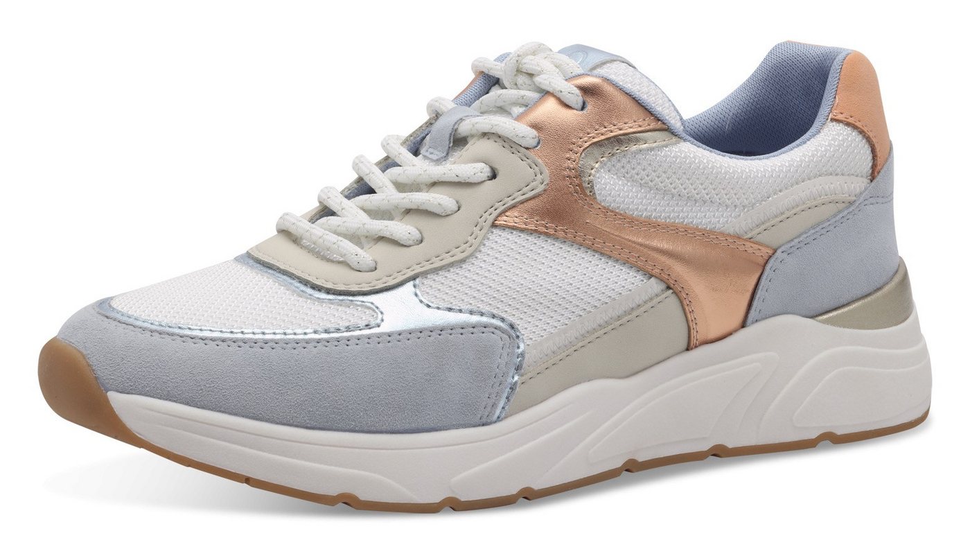 tamaris Plateausneaker, Freizeitschuh, Halbschuh, Schnürschuh mit gepolstertem Schaftrand (blau)