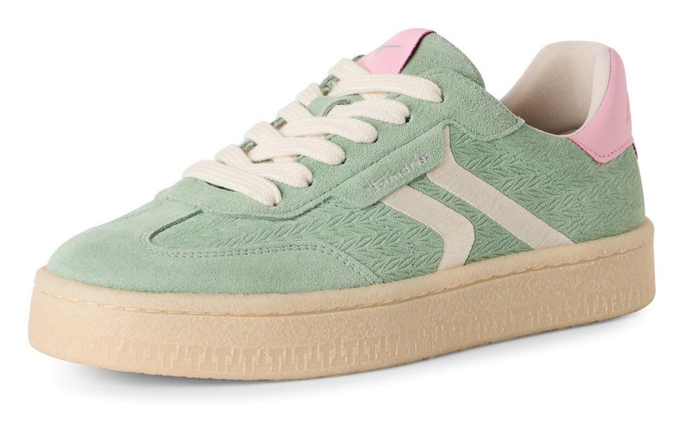 tamaris Plateausneaker, Freizeitschuh, Halbschuh, Schnürschuh mit gepolstertem Schaftrand (mint kombiniert)