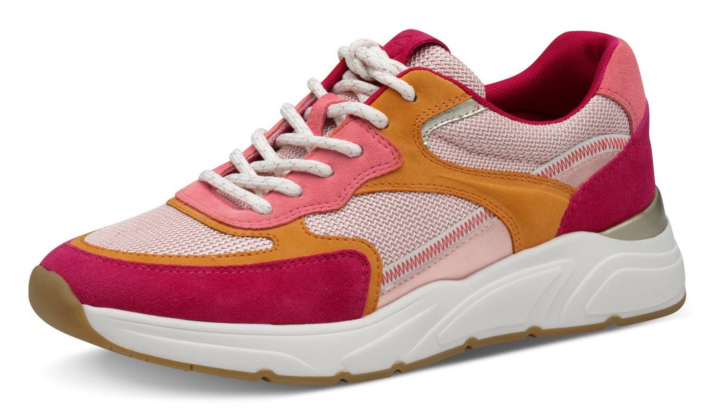 tamaris Plateausneaker, Freizeitschuh, Halbschuh, Schnürschuh mit gepolstertem Schaftrand (rosa)