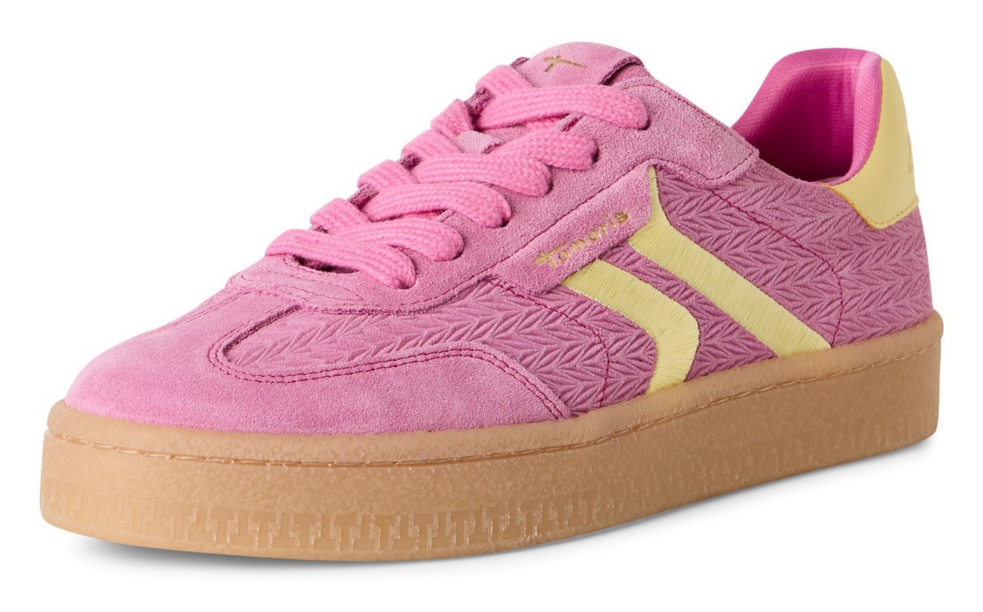 tamaris Plateausneaker, Freizeitschuh, Halbschuh, Schnürschuh mit gepolstertem Schaftrand (rosa)