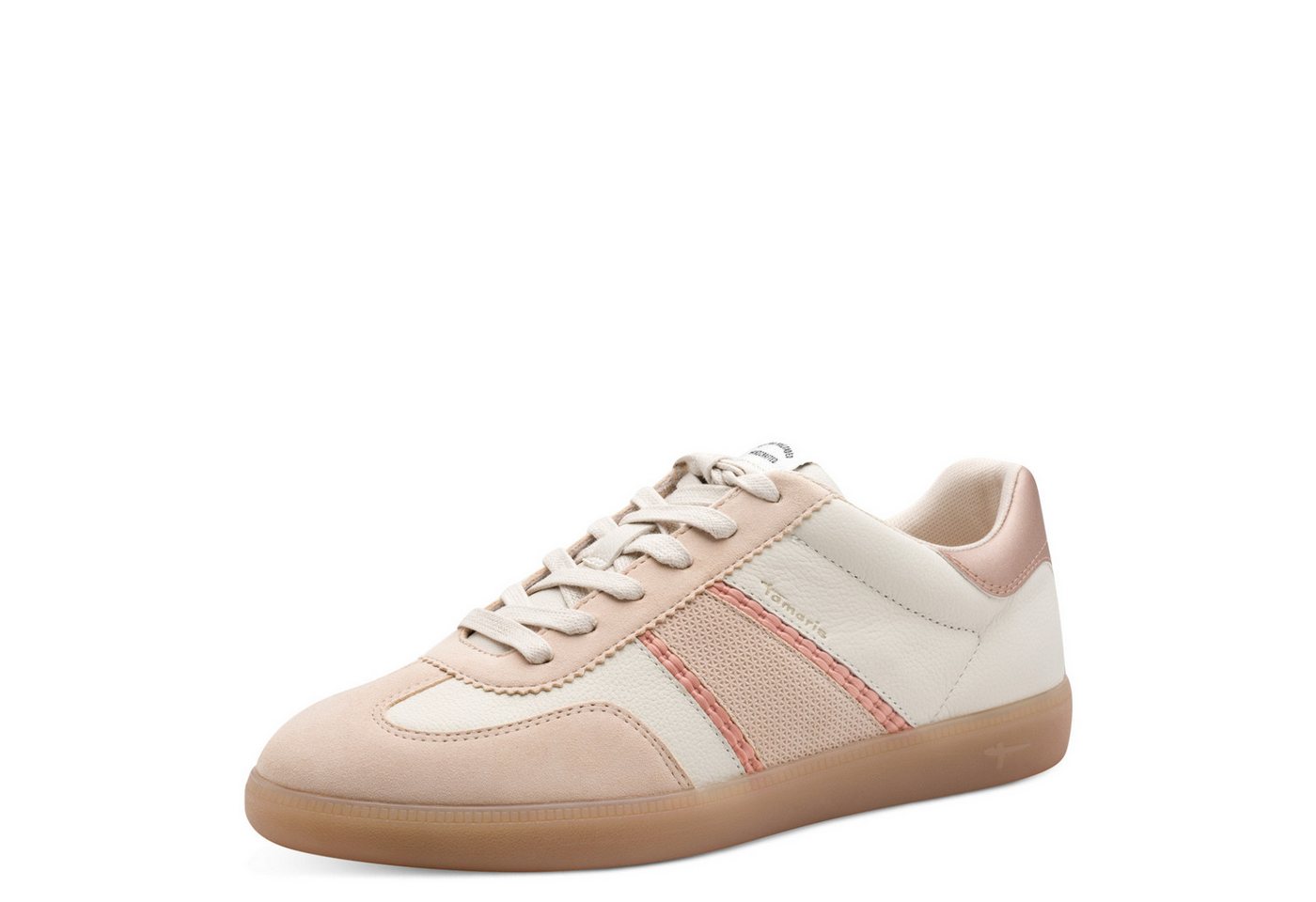 tamaris Plateausneaker, Freizeitschuh, Halbschuh, Schnürschuh mit gepolstertem Schaftrand (rose kombiniert)