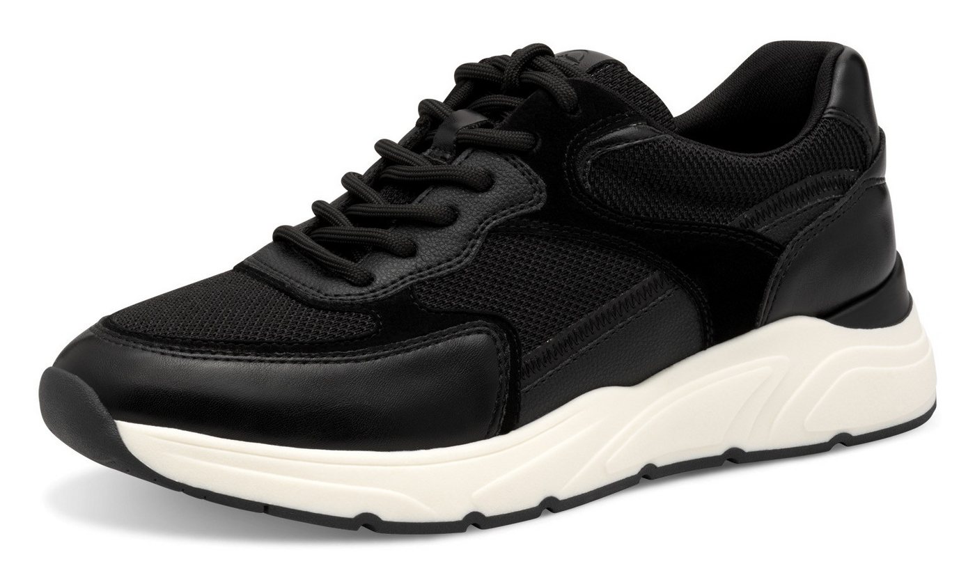 tamaris Plateausneaker, Freizeitschuh, Halbschuh, Schnürschuh mit gepolstertem Schaftrand (schwarz)