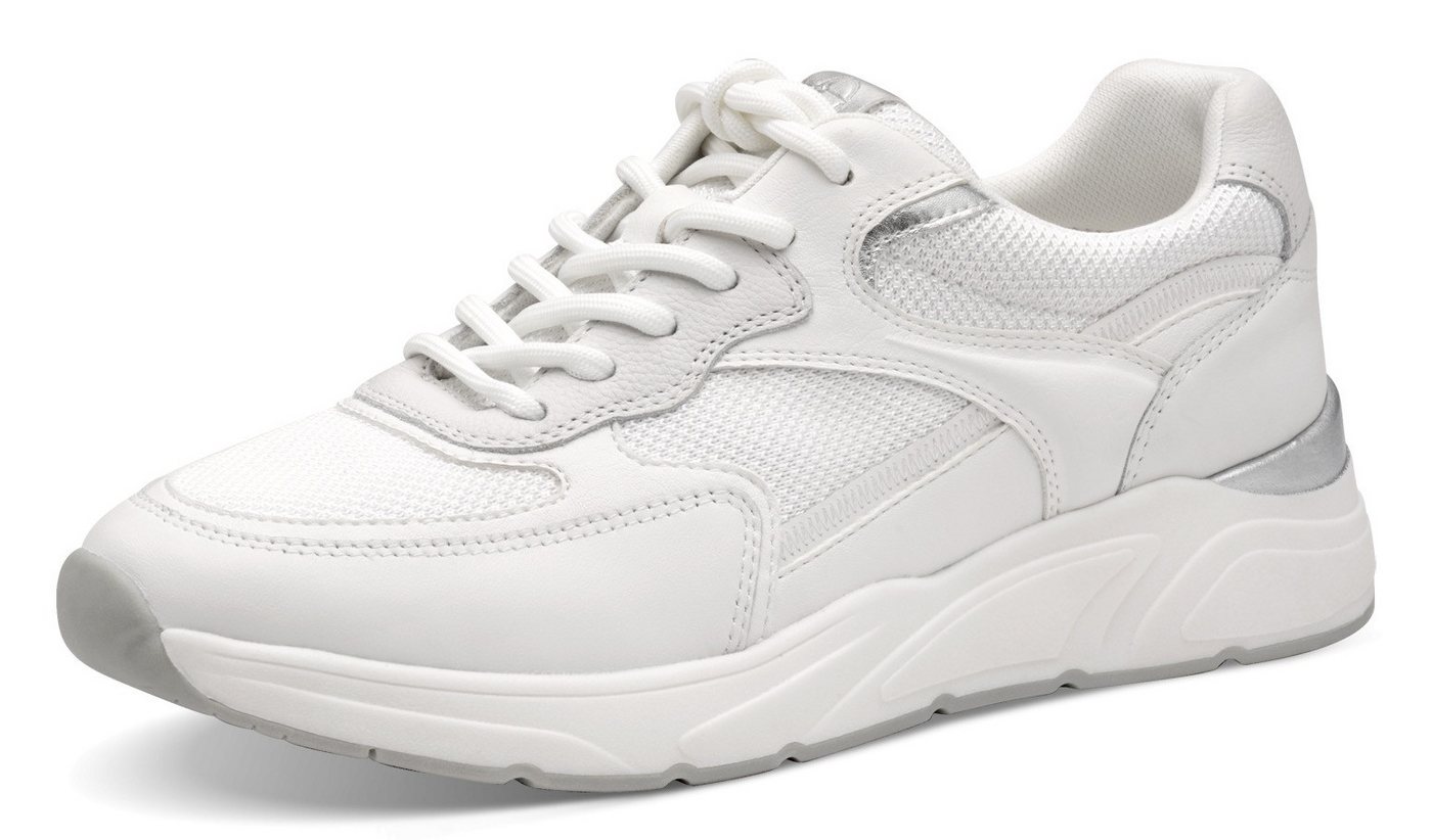 tamaris Plateausneaker, Freizeitschuh, Halbschuh, Schnürschuh mit gepolstertem Schaftrand (weiß)