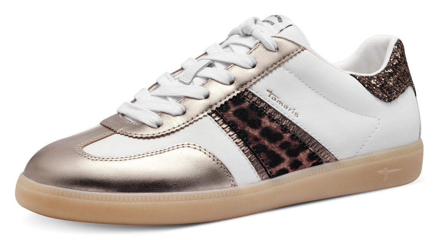 tamaris Plateausneaker, Freizeitschuh, Halbschuh, Schnürschuh mit Glitter an der Ferse