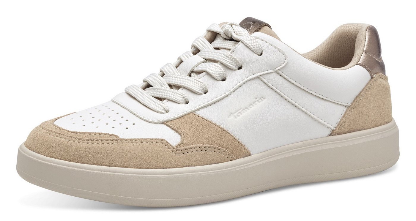 tamaris Plateausneaker, Freizeitschuh, Halbschuh, Schnürschuh mit Kontrastbesätzen (beige)