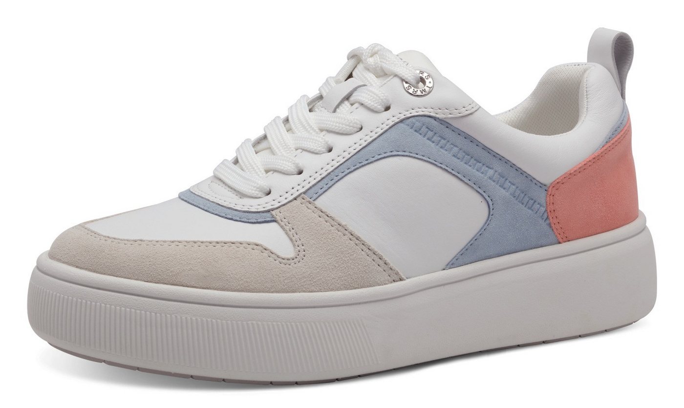 tamaris Plateausneaker, Freizeitschuh, Halbschuh, Schnürschuh mit Kontrastbesätzen (blau)
