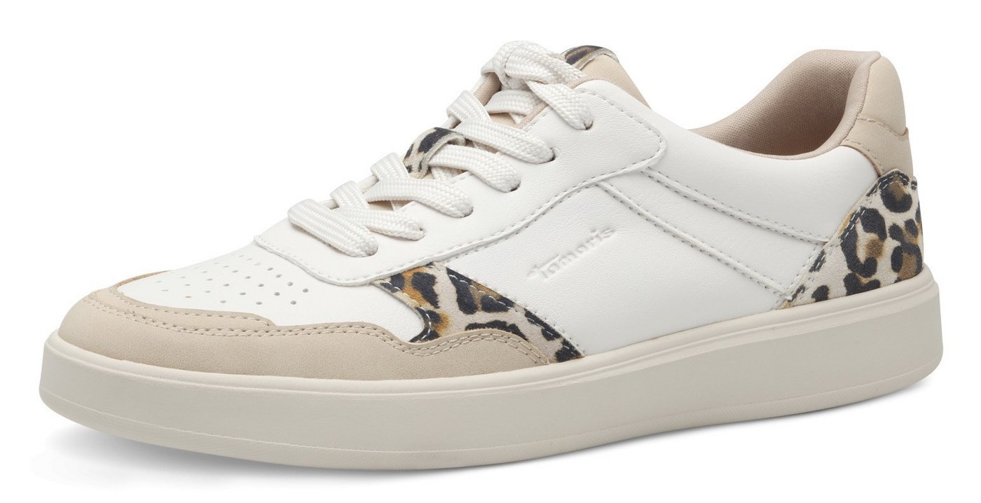 tamaris Plateausneaker, Freizeitschuh, Halbschuh, Schnürschuh mit Kontrastbesätzen (leo kombiniert)