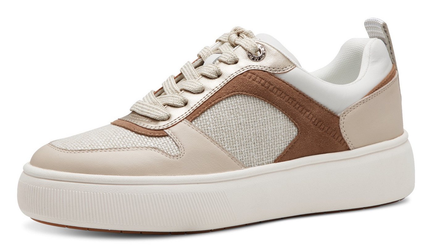 tamaris Plateausneaker, Freizeitschuh, Halbschuh, Schnürschuh mit Kontrastbesätzen (natur kombiniert)