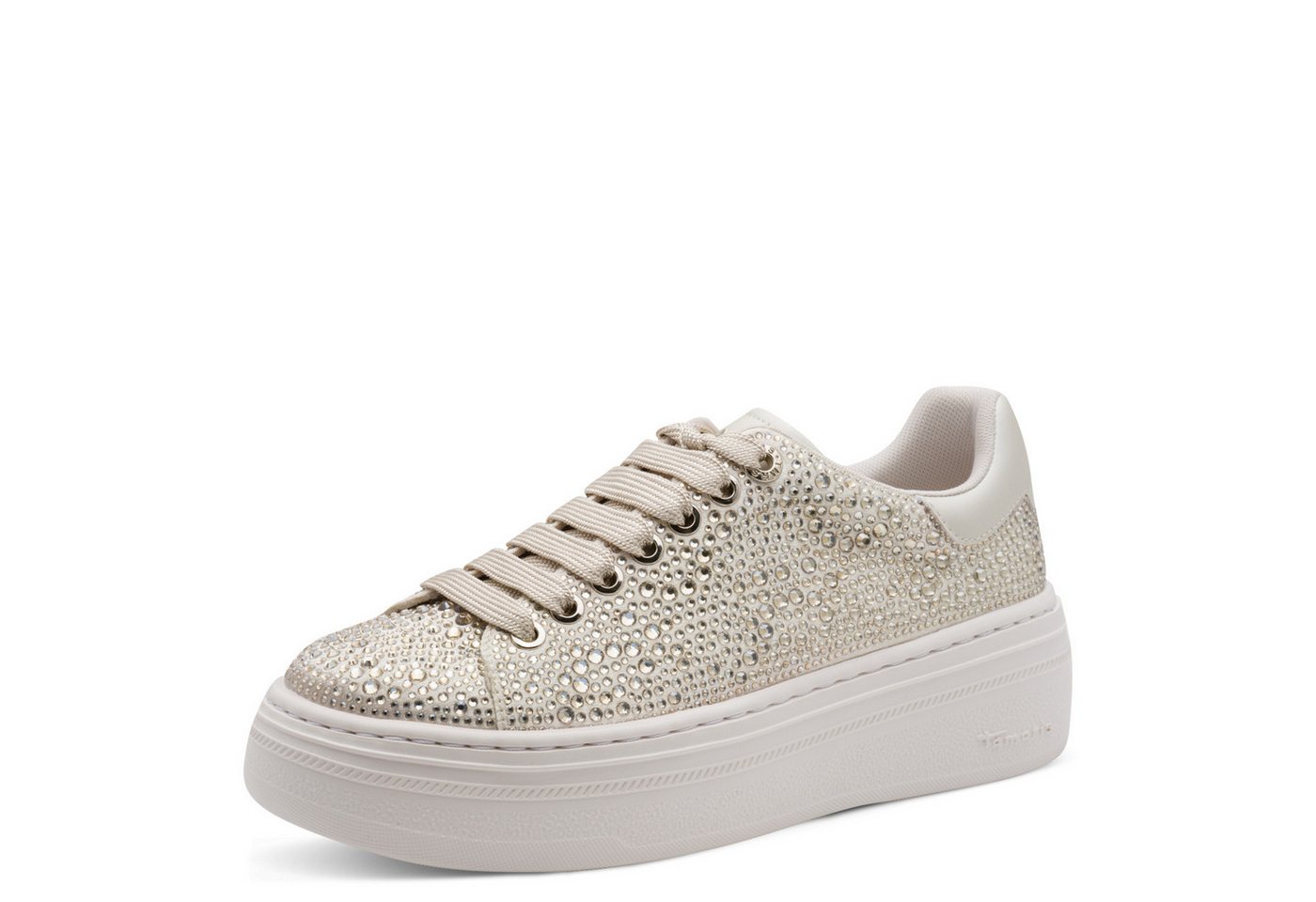tamaris Plateausneaker, Freizeitschuh, Halbschuh, Schnürschuh mit Strasssteinchen