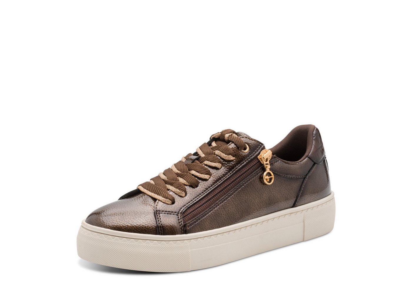 tamaris Plateausneaker Freizeitschuh, Halbschuh, Schnürschuh mit T-Logoanhänger