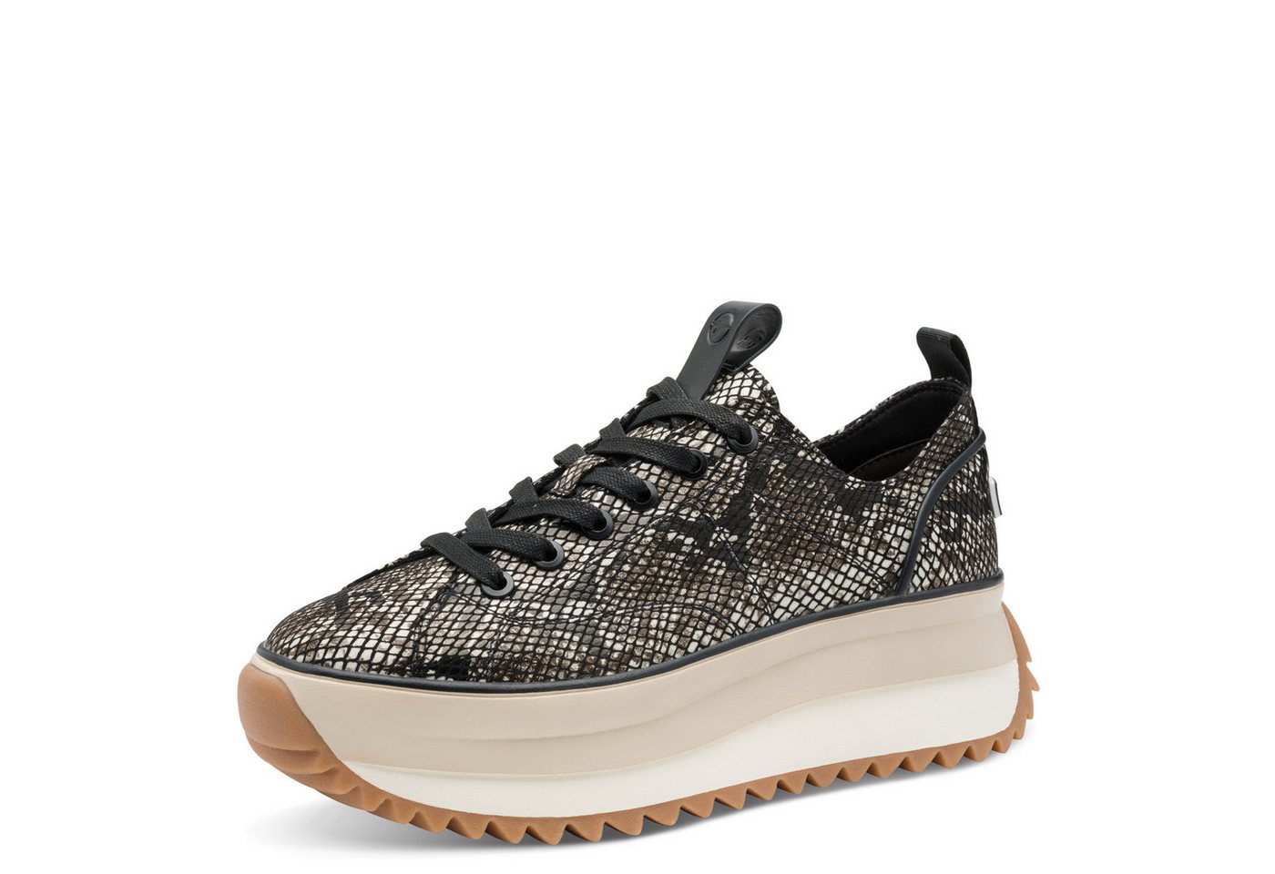 tamaris Plateausneaker, Halbschuh, Schnürschuh, Trendschuh im Snake-Look