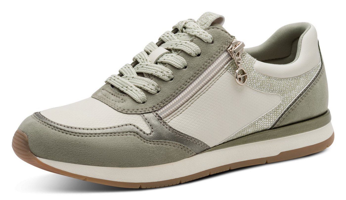 tamaris Plateausneaker, Schnürschuh, Freizeitschuh, Halbschuh in veganer Verarbeitung (grün)