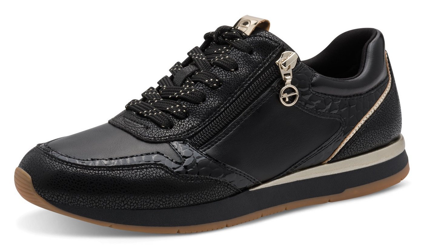 tamaris Plateausneaker, Schnürschuh, Freizeitschuh, Halbschuh in veganer Verarbeitung (schwarz)