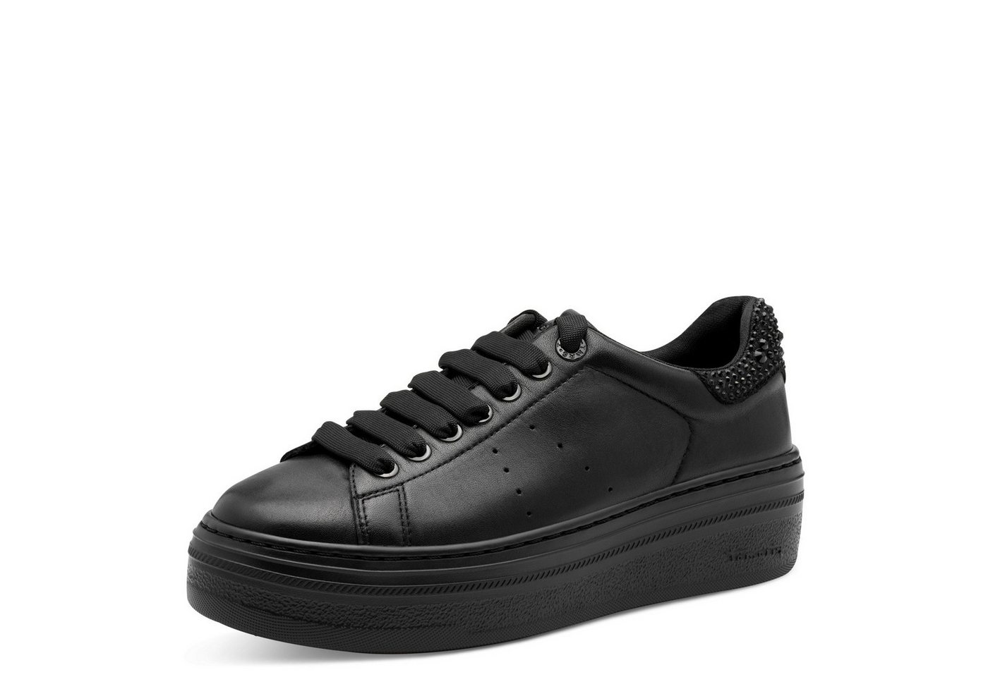 tamaris Plateausneaker, Schnürschuh, Halbschuh mit auffälligen Schmucksteinen an der Ferse