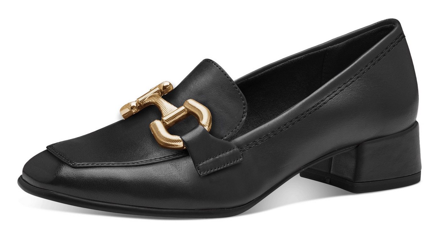 tamaris Pumps, Blockabsatz, Businesschuh, Slipper mit goldfarbenem Schmuckelement