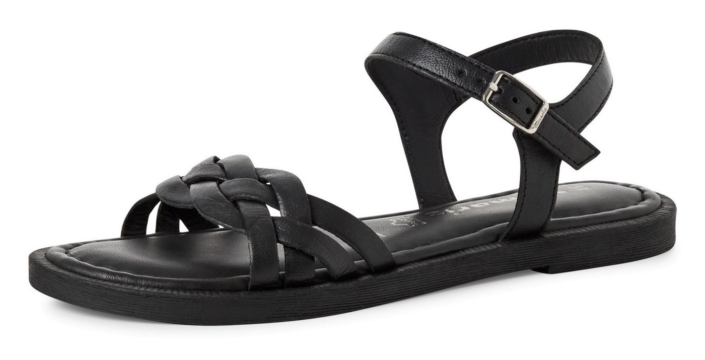 tamaris Riemchensandale, Sandalette, Sommerschuh mit Riemchen in Flechtoptik (schwarz)