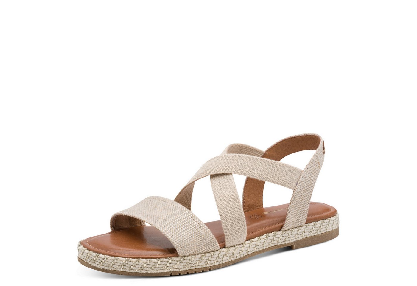 tamaris Riemchensandale Sommerschuh, Sandalette mit bestickter Sohle (beige)