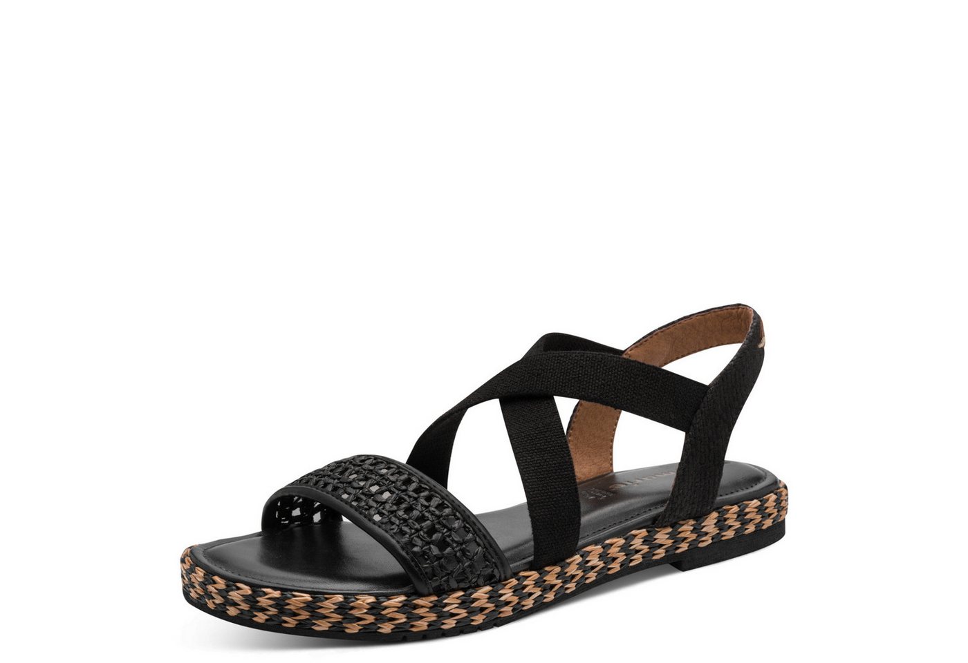tamaris Riemchensandale Sommerschuh, Sandalette mit bestickter Sohle (schwarz)