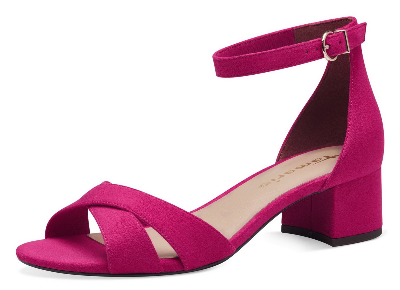 tamaris Sandalette, Blockabsastz, Sommerschuh, Riemchensandale mit Kreuzbandage (rosa)