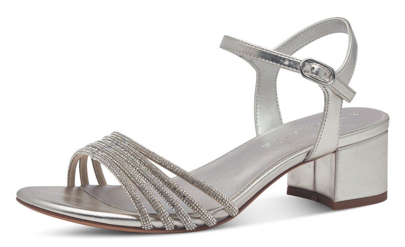 tamaris Sandalette, Blockabsatz, Festtagsschuh, Abendschuh mit funkelnden Schmucksteinen