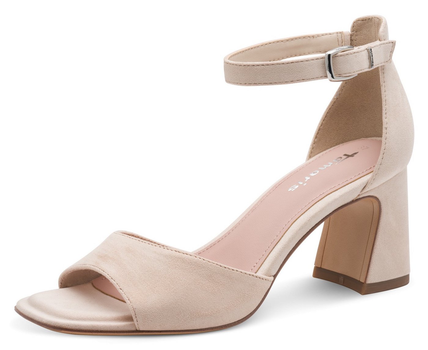 tamaris Sandalette Blockabsatz, Riemchensandale, Sommerschuh in veganer Verarbeitung (beige)