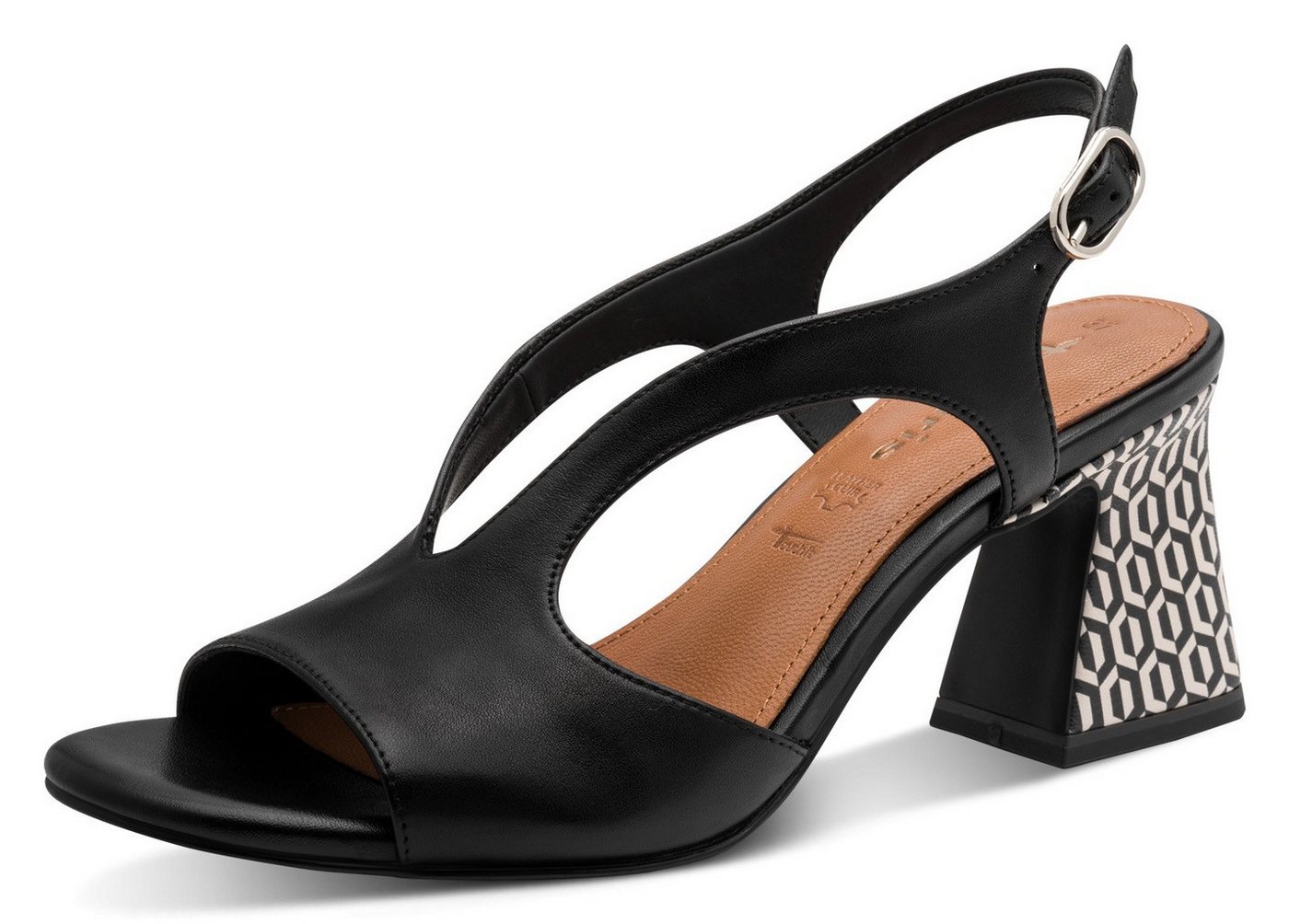 tamaris Sandalette Partyschuh, Businessschuh mit raffinierter Absatzgestaltung (schwarz)