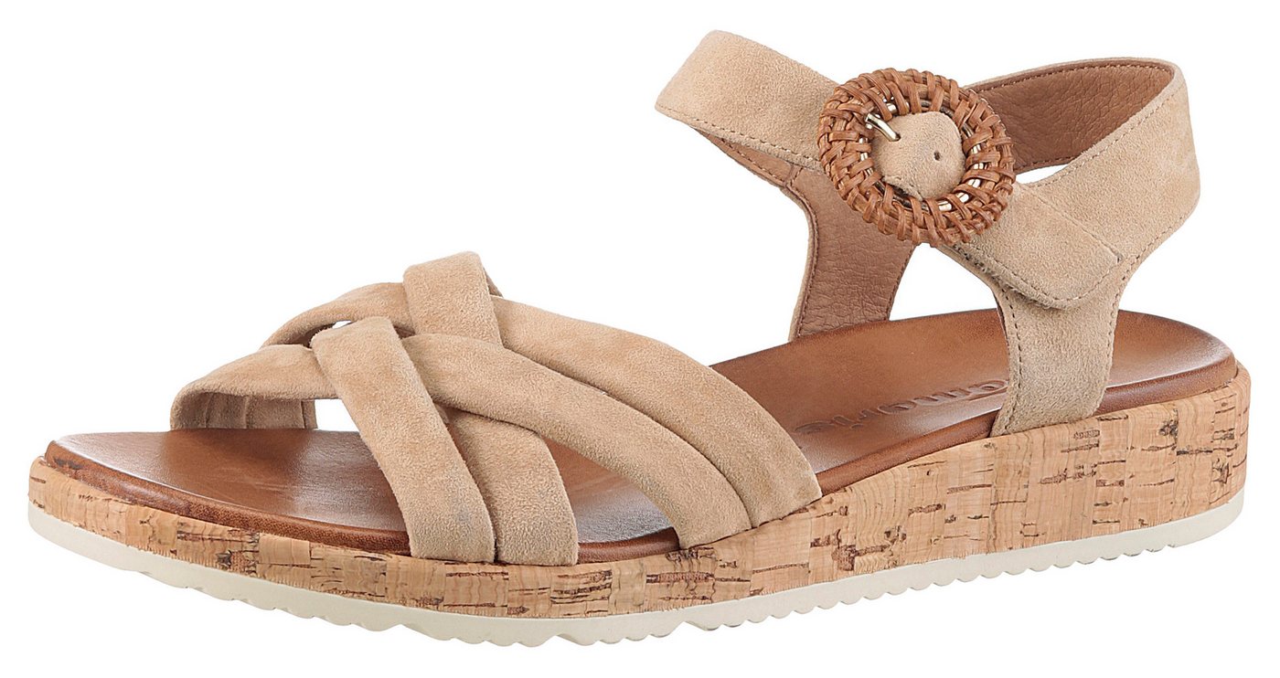 tamaris Sandalette, Plateau, Sommerschuh, Riemchensandale mit hübscher Zierschnalle (braun)