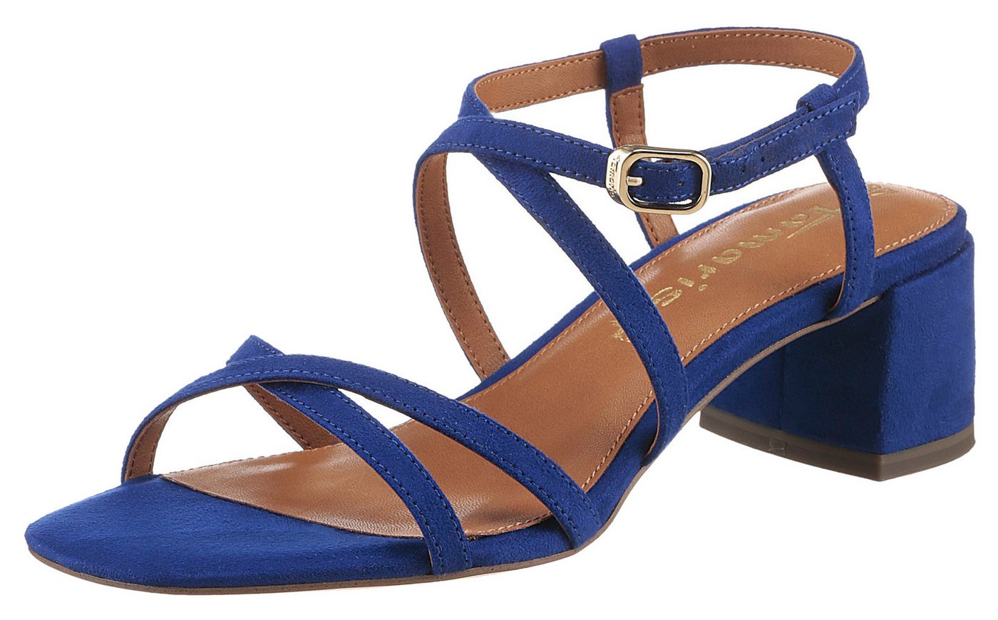 tamaris Sandalette, Sommerschuh, Sandale, Blockabsatz, mit feinen Riemchen (blau)
