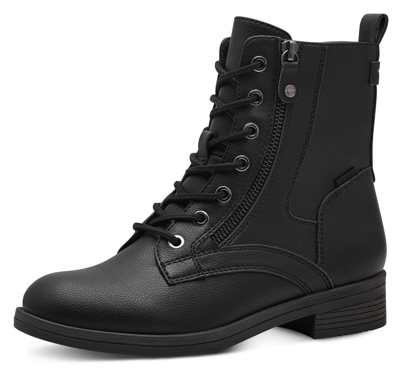 tamaris Schnürboots, Blockabsatz, Schnürboots Stiefelette mit Zierreißverschluss (schwarz)