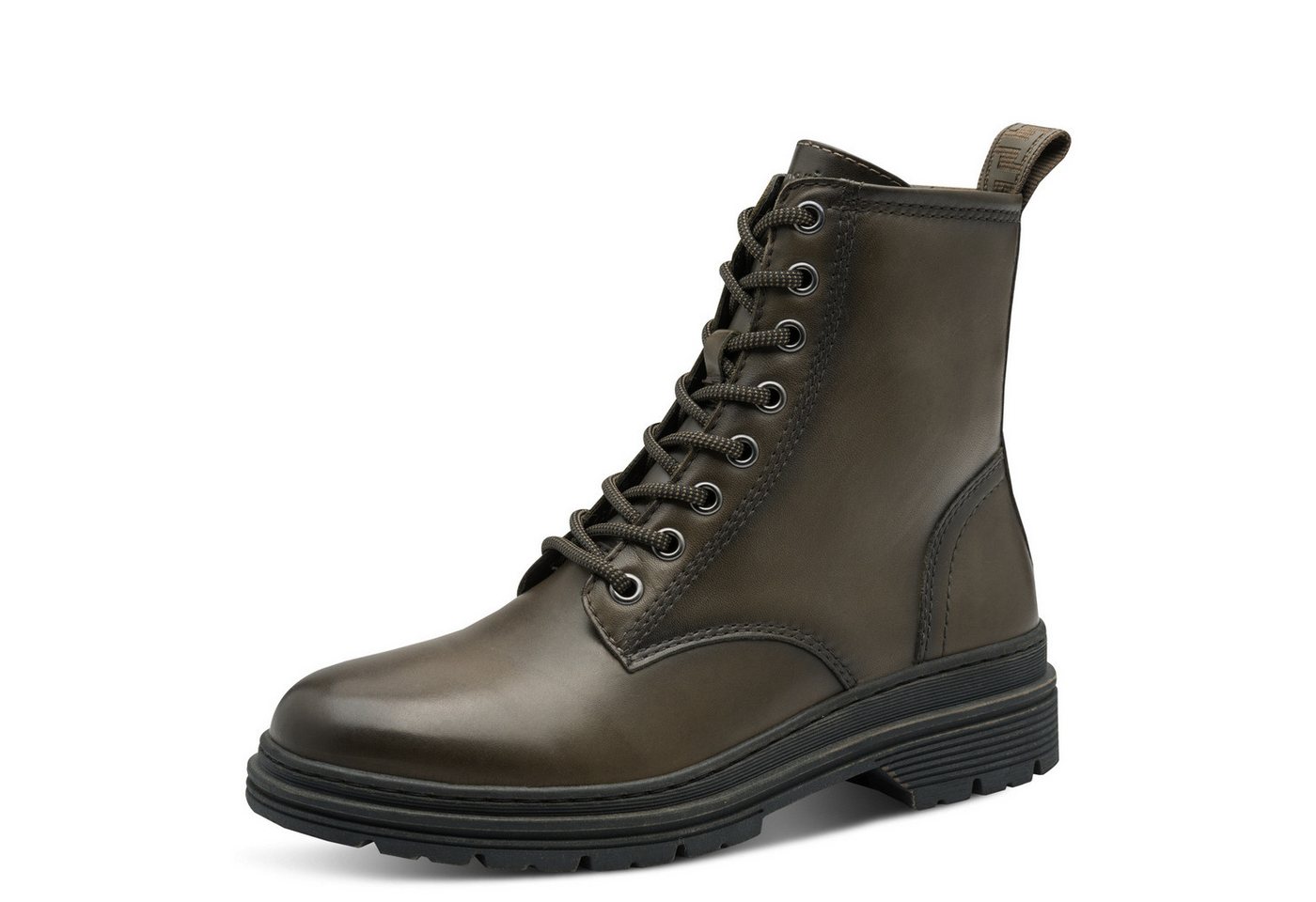 tamaris Schnürboots, Blockabsatz, Schnürstiefelette in angesagter Used Optik (grün)