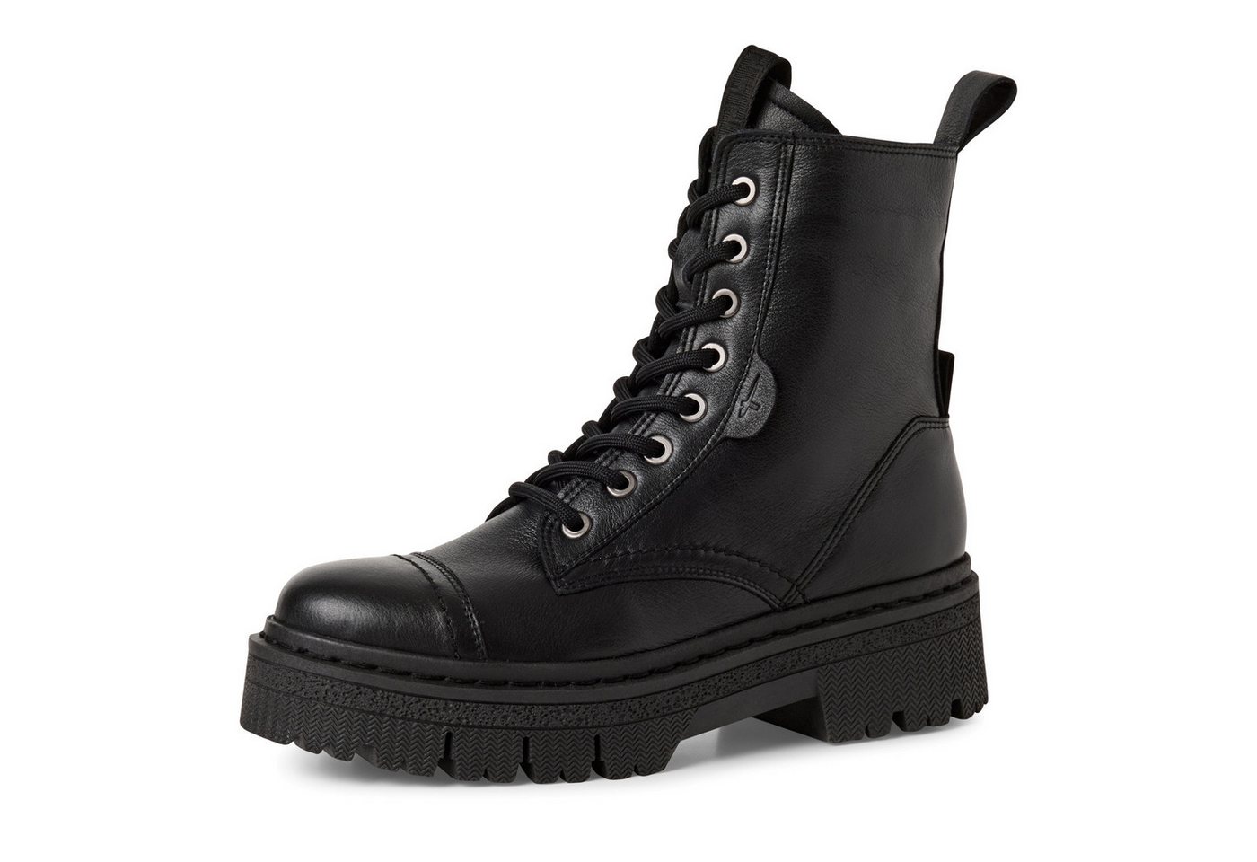 tamaris Schnürstiefelette, Blockabsatz, Plateau, Schnürboots mit T-Prägung am Label